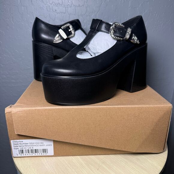 Disturbia Shoes - Disturbia Renaissance Mary Janes, Black, US 6